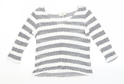 Next Womens White Striped  Pullover Jumper Size 8