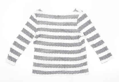 Next Womens White Striped  Pullover Jumper Size 8