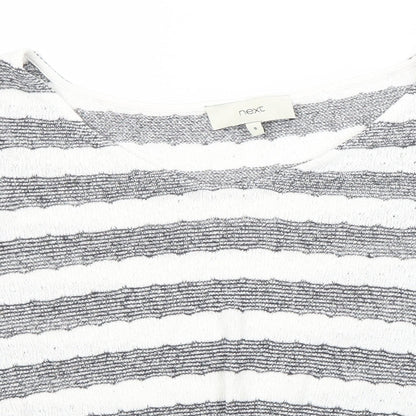 Next Womens White Striped  Pullover Jumper Size 8