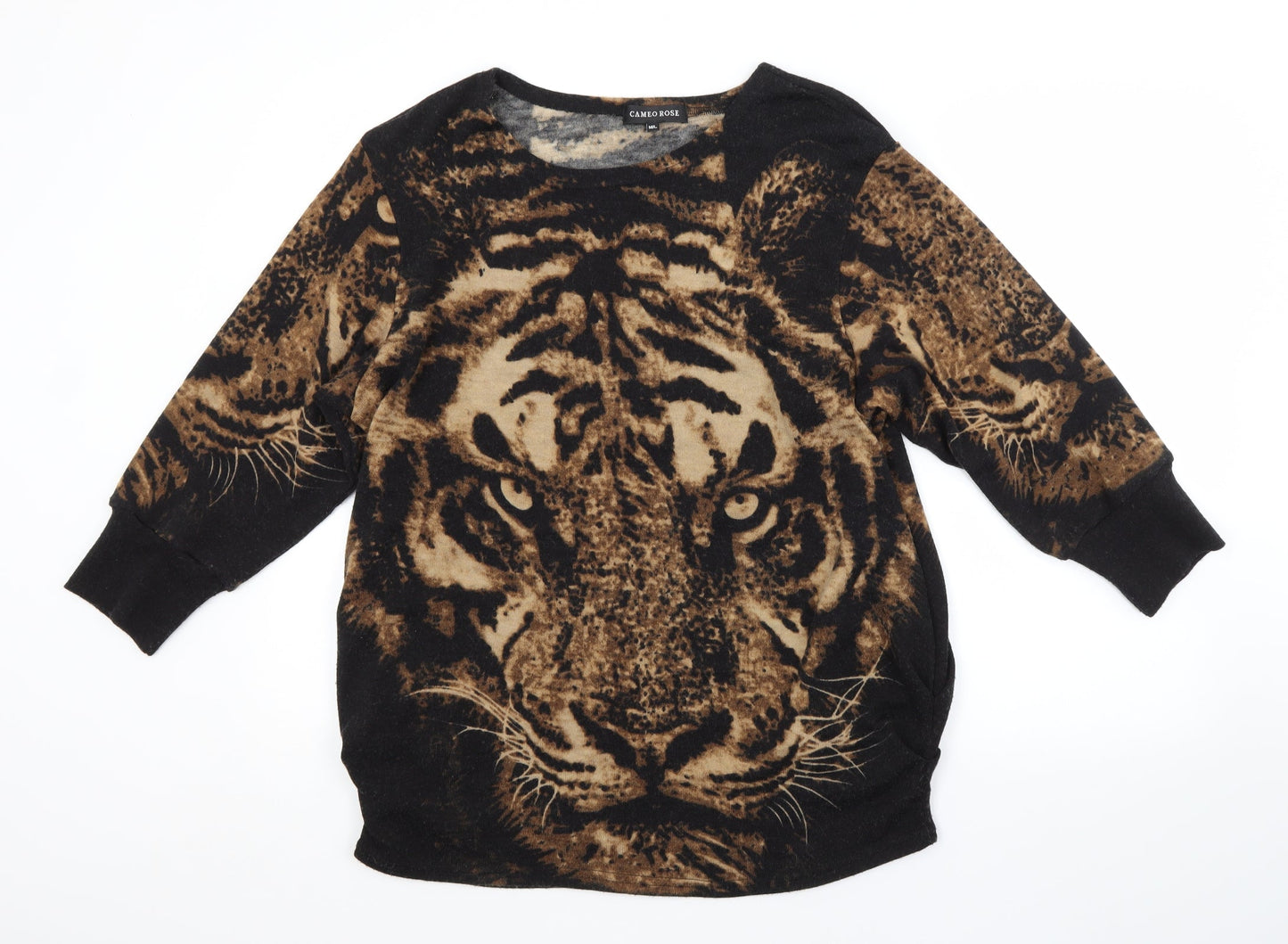 CAMEO ROSE Mens Multicoloured Animal Print  Pullover Jumper Size L  - TIGER