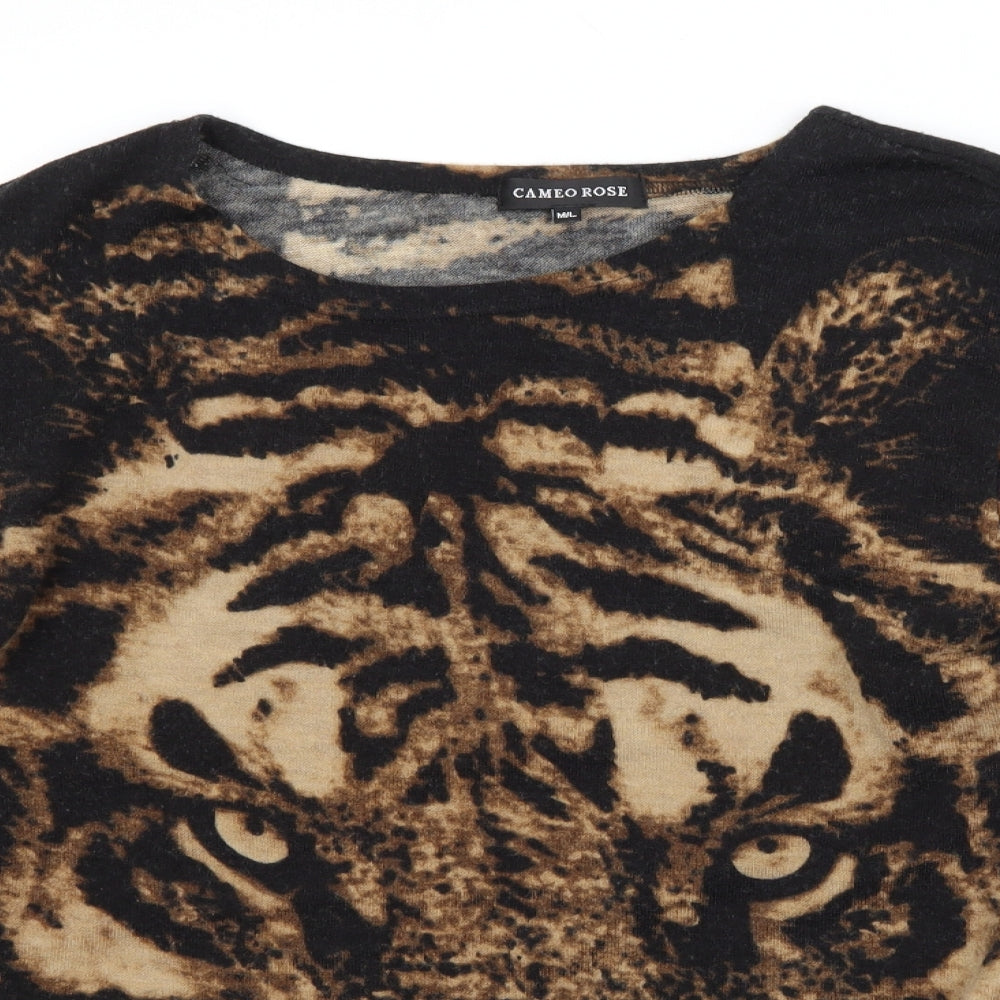 CAMEO ROSE Mens Multicoloured Animal Print  Pullover Jumper Size L  - TIGER