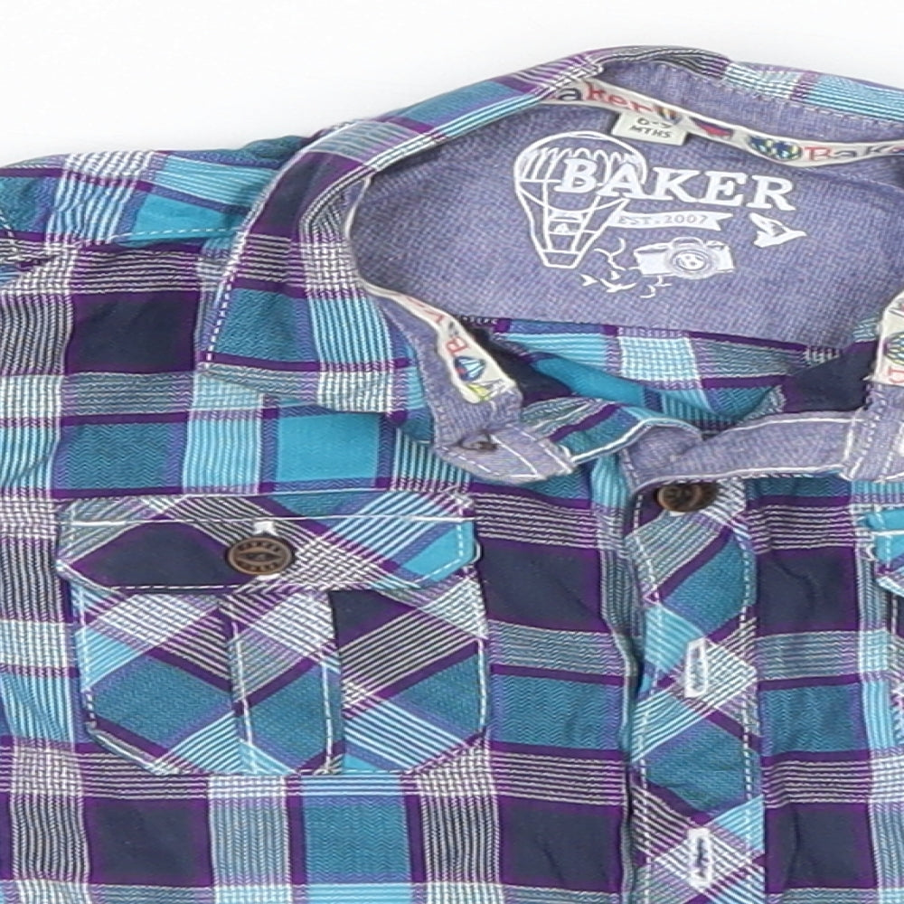 Baker Boys Blue Plaid  Basic Button-Up Size 6-9 Months