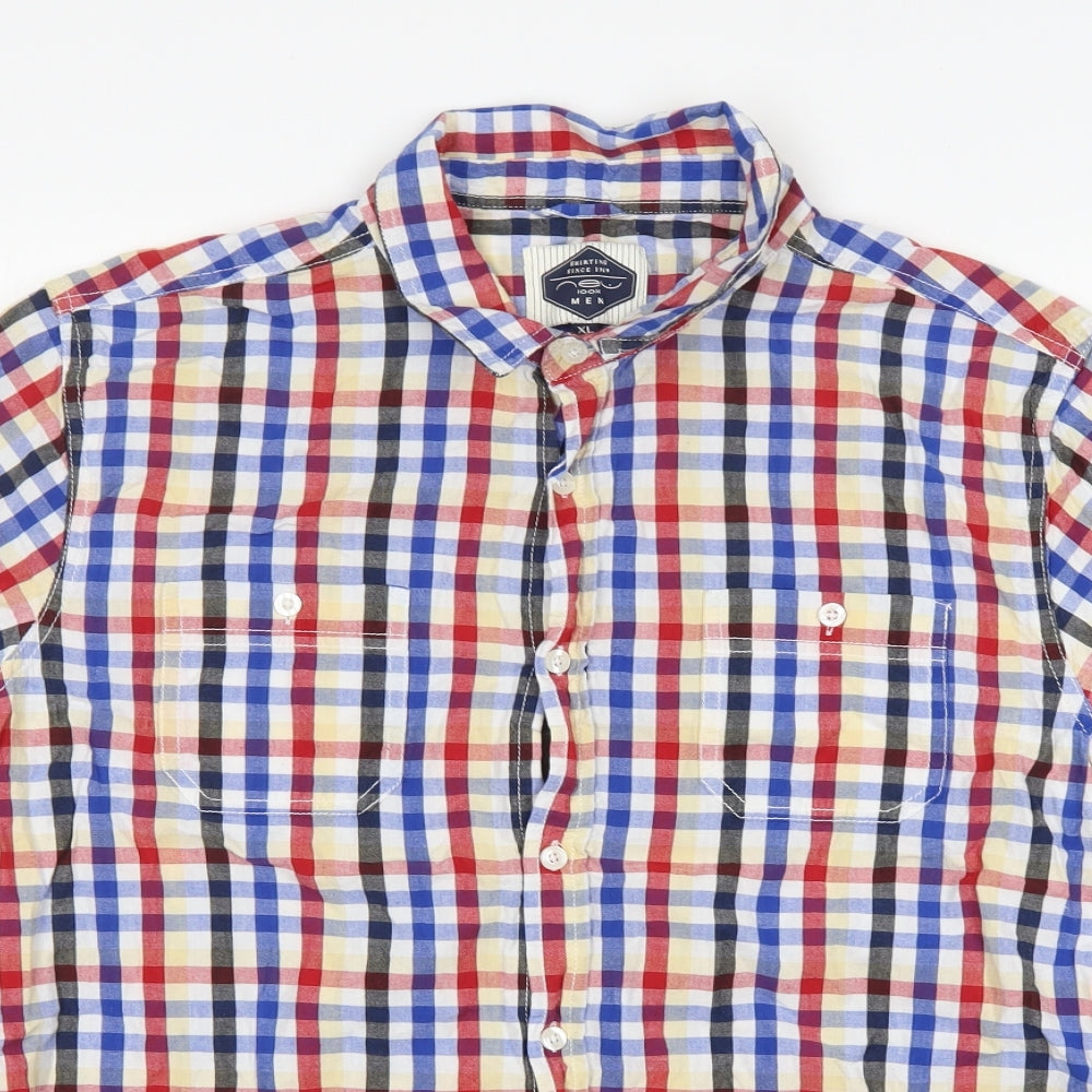 New Look Mens Multicoloured Plaid   Button-Up Size XL