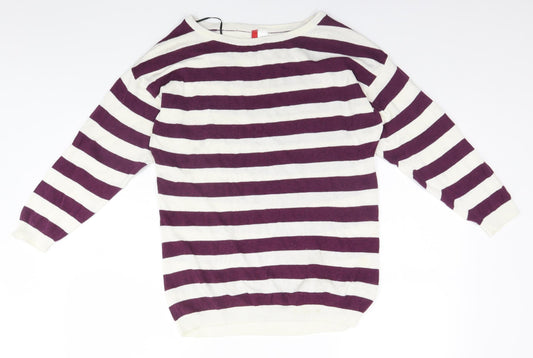 Divided Womens Blue Striped  Pullover Jumper Size 8