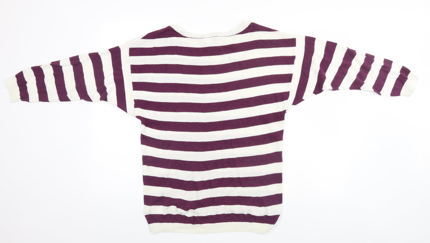 Divided Womens Blue Striped  Pullover Jumper Size 8