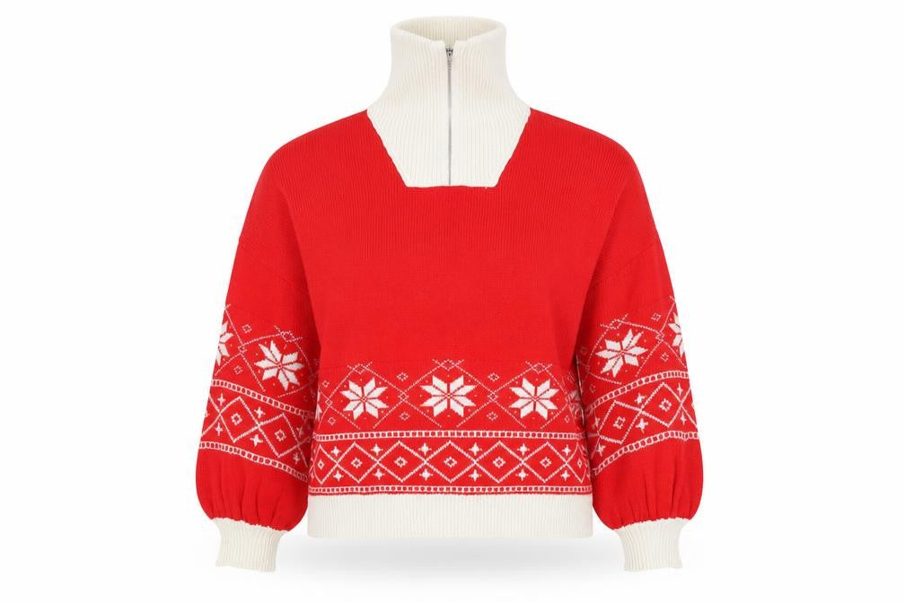 Missguided Womens Red Fair Isle  Pullover Jumper Size 10