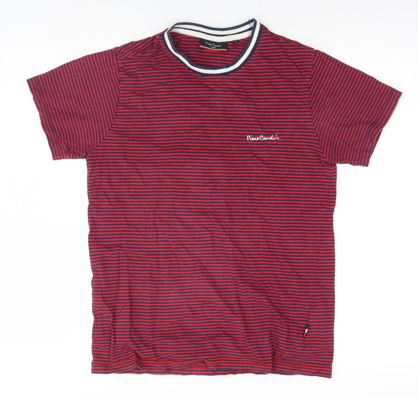 Paris Womens Red Striped  Basic T-Shirt Size S