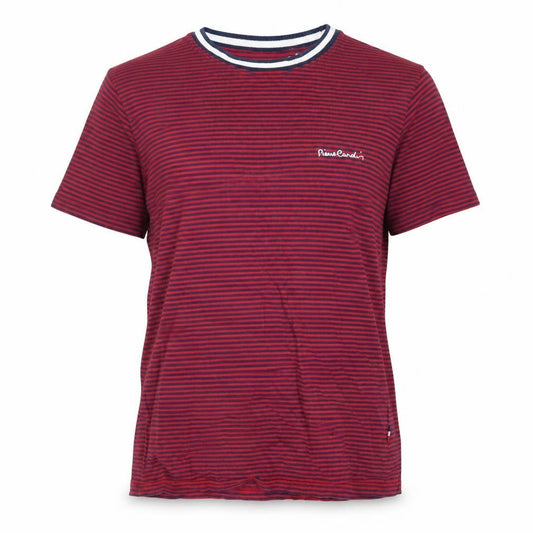 Paris Womens Red Striped  Basic T-Shirt Size S