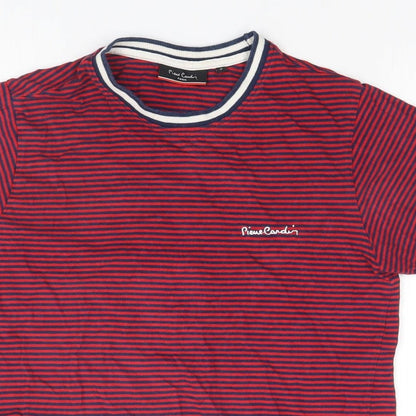 Paris Womens Red Striped  Basic T-Shirt Size S