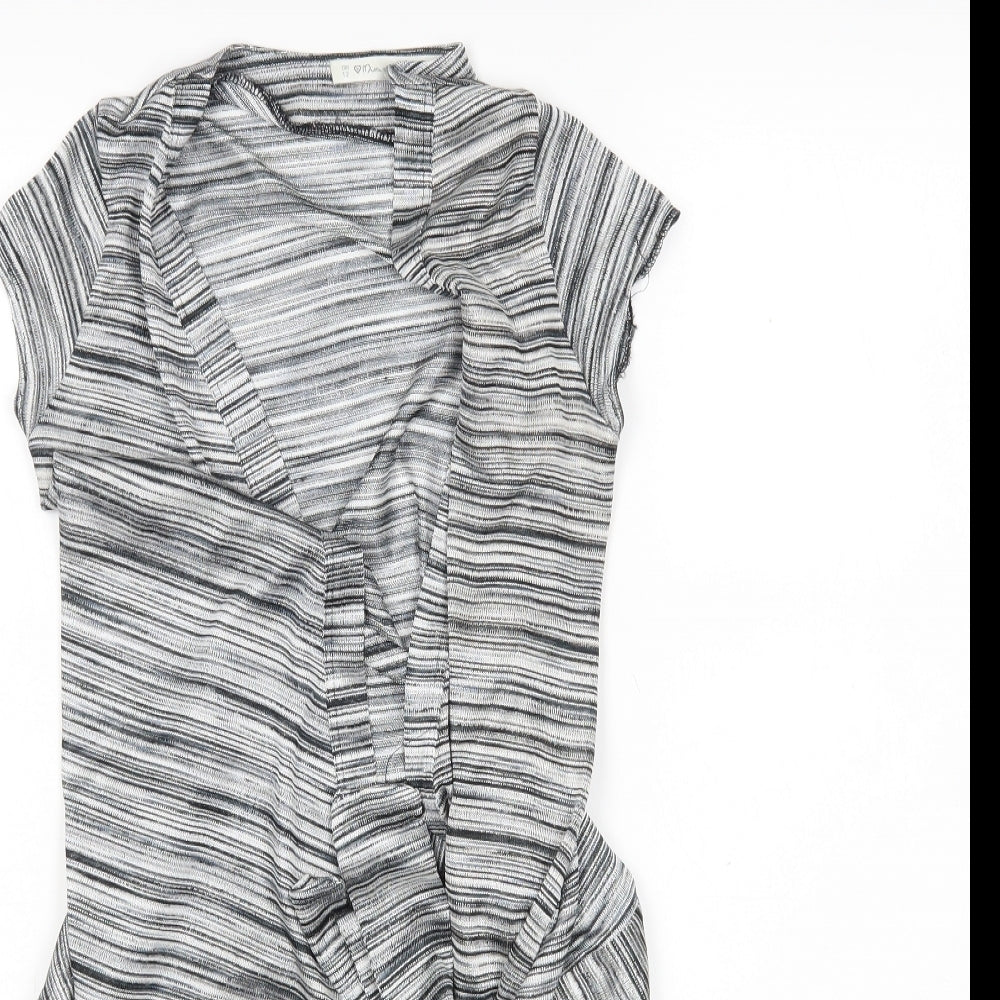 Miss Selfridge Womens Grey Striped  Cardigan Jumper Size 12