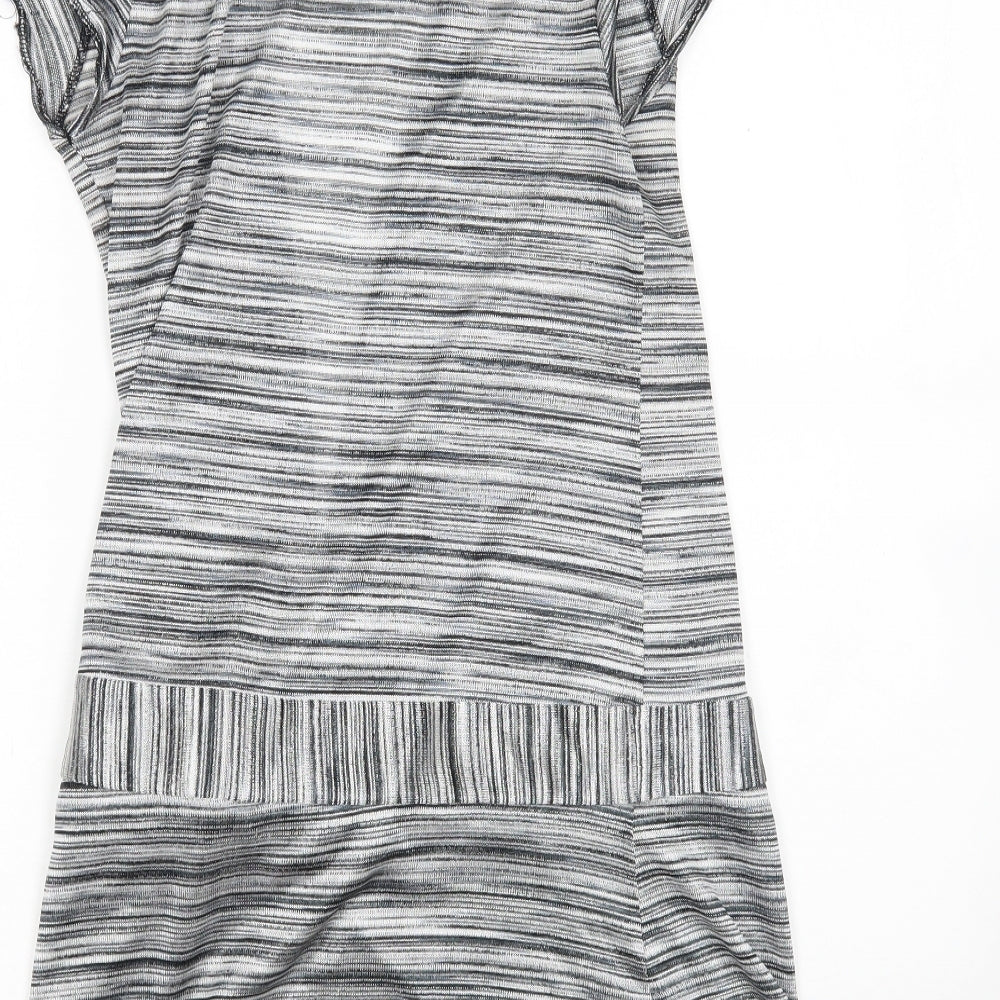 Miss Selfridge Womens Grey Striped  Cardigan Jumper Size 12