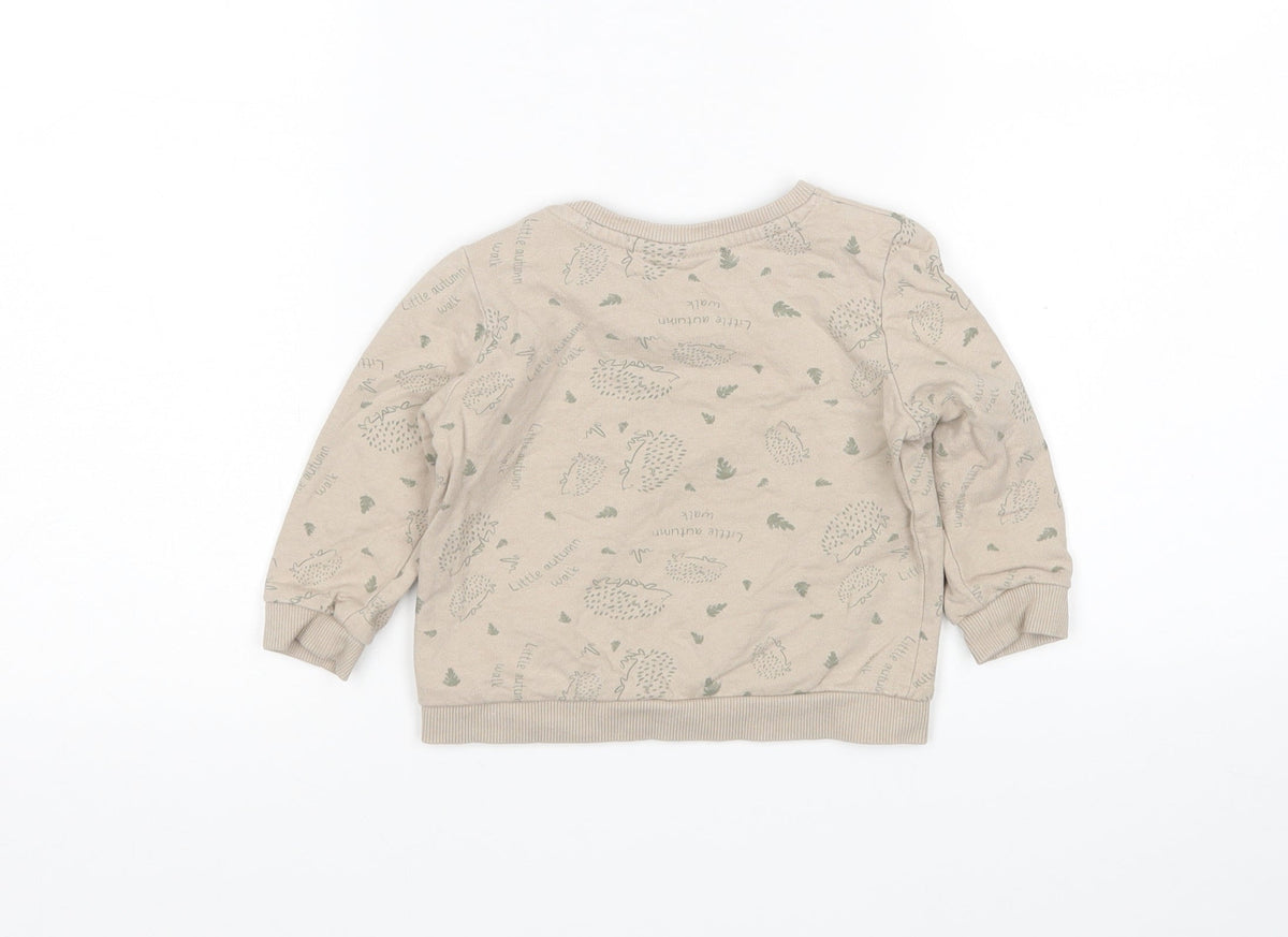 SoClose Boys Brown Animal Print  Pullover Jumper Size 9-12 Months