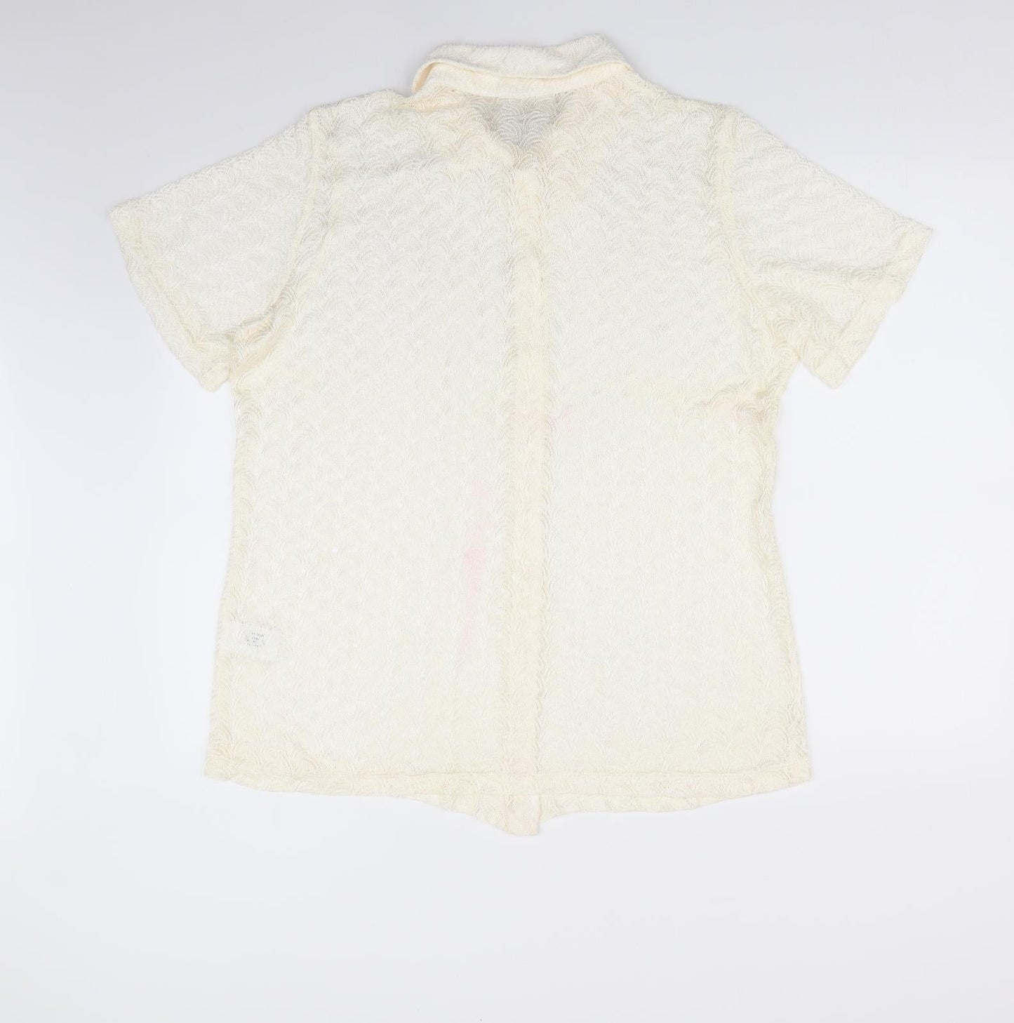 essence Womens Ivory Geometric  Basic Button-Up Size 18  - Lace Like Open Knit