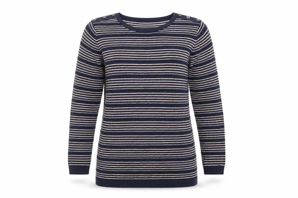Isle Essentials Womens Blue Striped  Pullover Jumper Size 14  - Blue & Beige Stripes