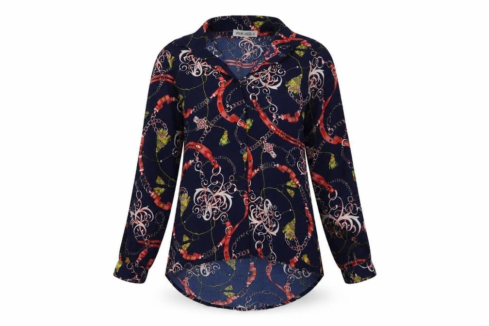 Jolie Angel Womens Blue Geometric  Basic Button-Up Size 6