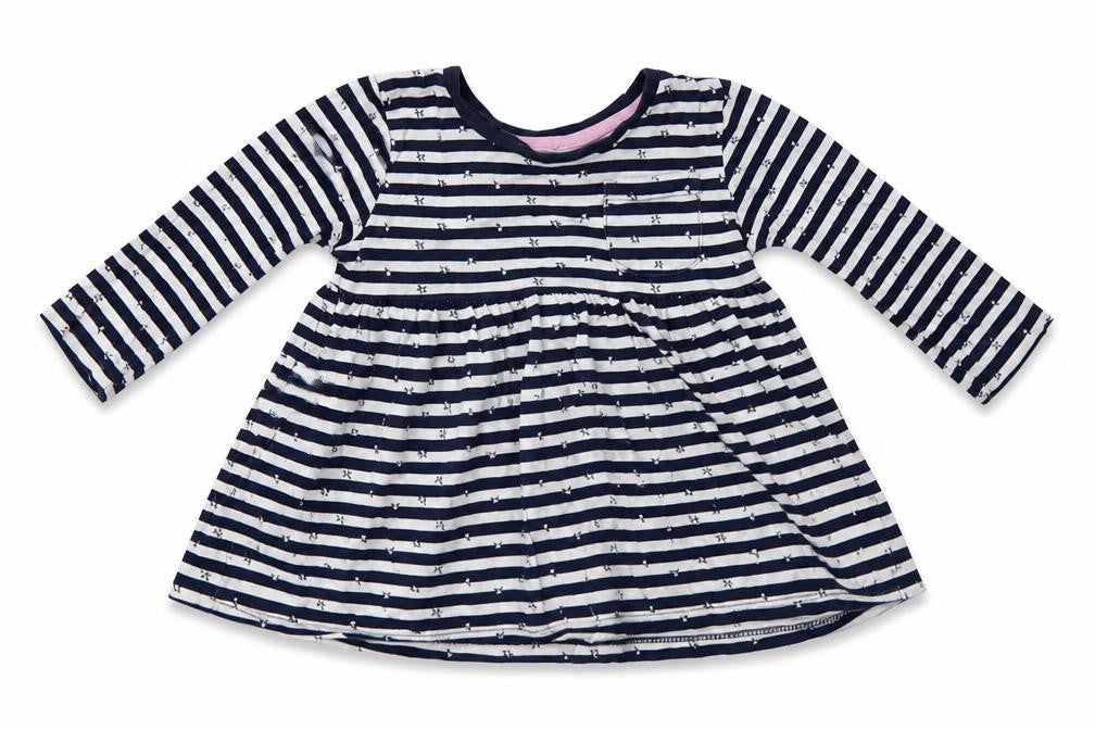 Matalan Baby Blue Striped  Fit & Flare  Size 9-12 Months