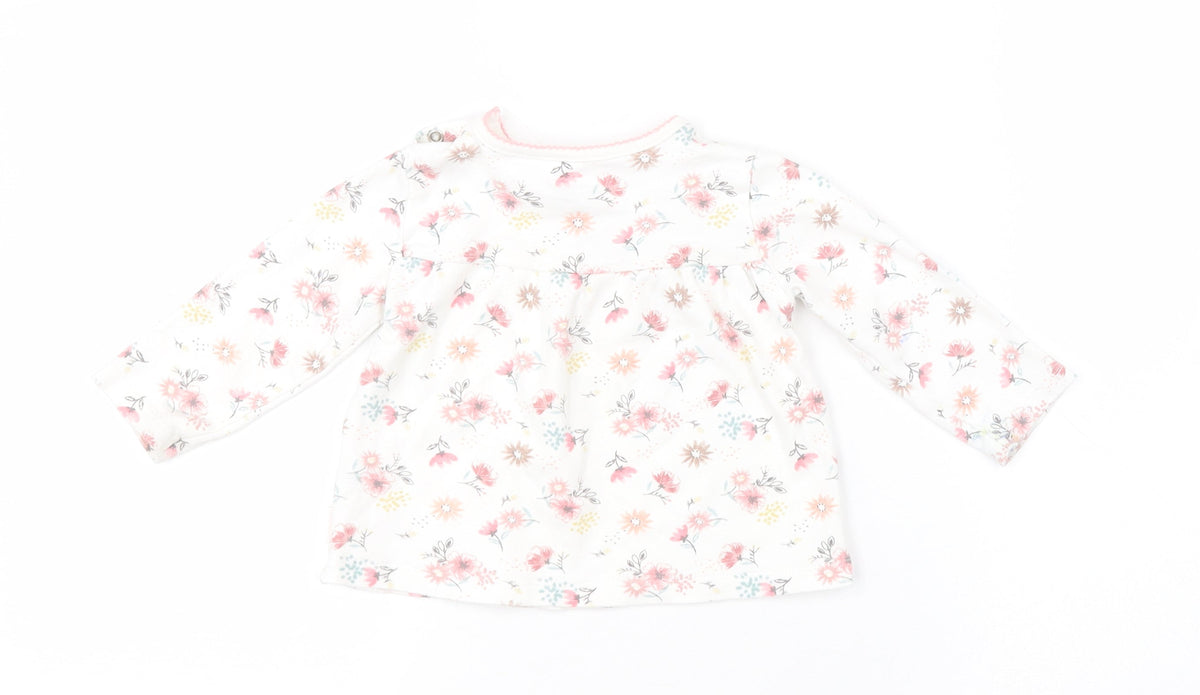 F&F Girls White Floral  Basic T-Shirt Size 6-9 Months