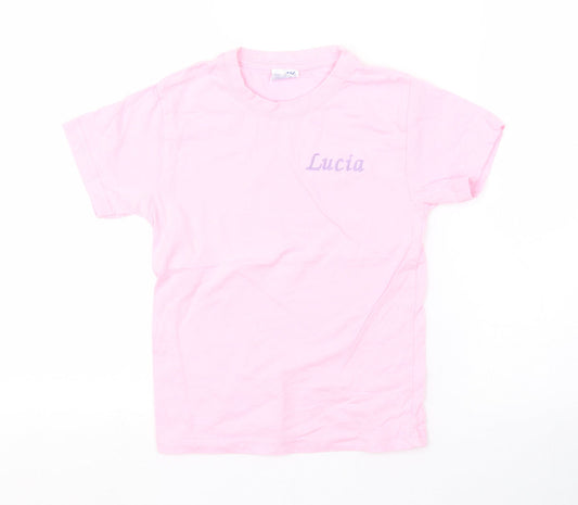 Preworn Girls Pink   Basic T-Shirt Size 5-6 Years