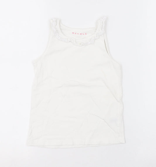 Nutmeg Girls White   Basic Tank Size 5-6 Years