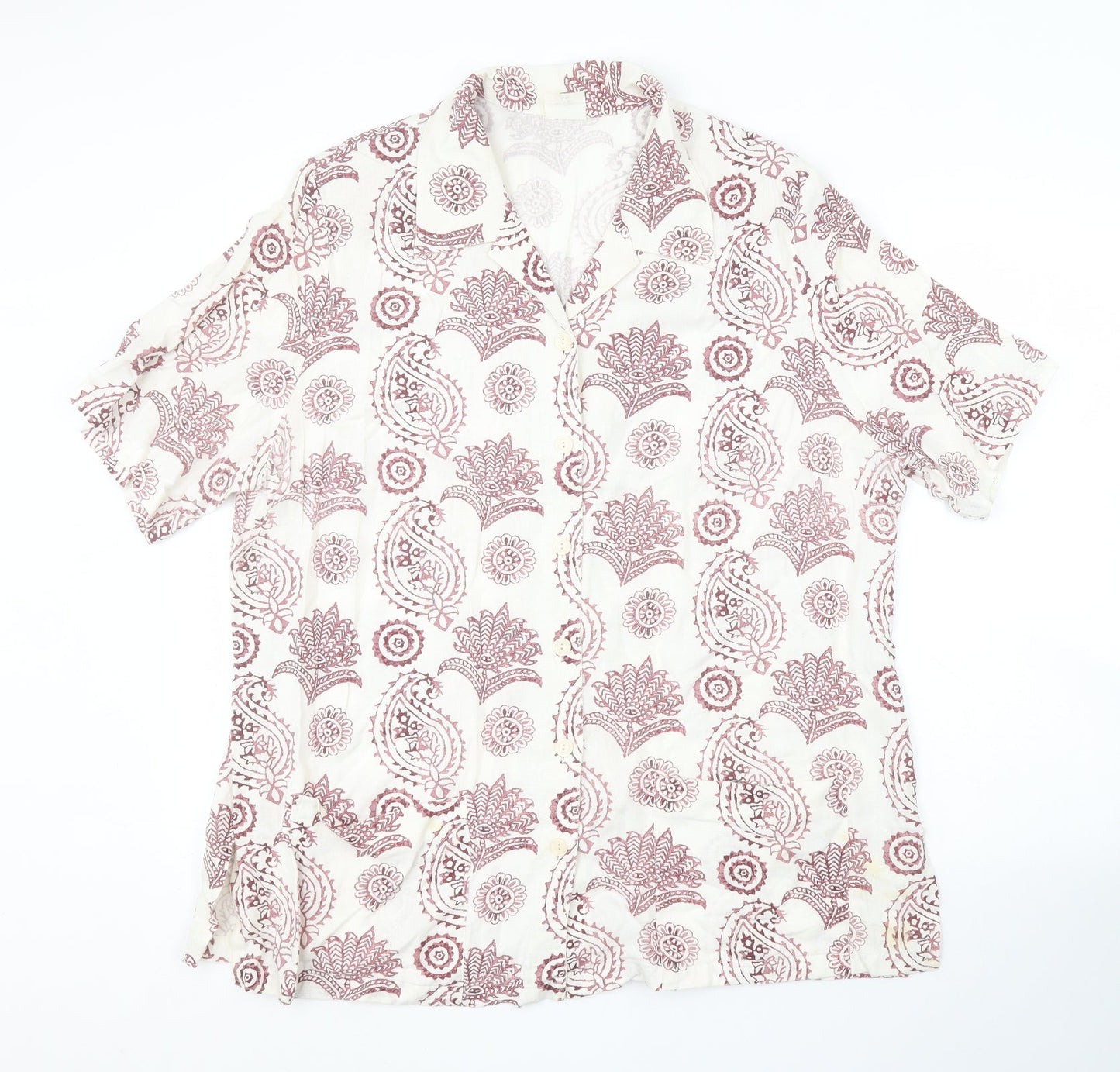 Preworn Mens White Paisley   Button-Up