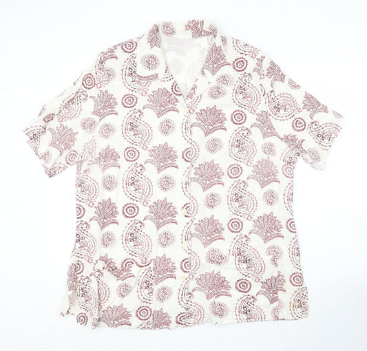 Preworn Mens White Paisley   Button-Up