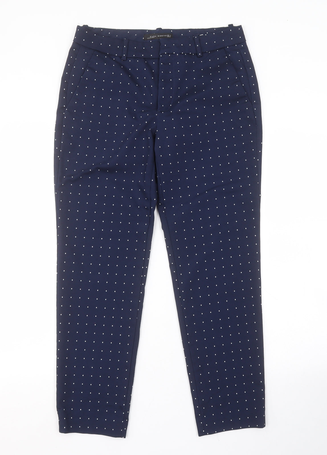 Zara Womens Blue Argyle/Diamond  Trousers  Size M L27 in