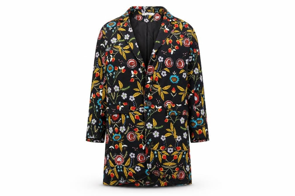 ORDER PLUS Womens Multicoloured Floral  Trench Coat Coat Size S