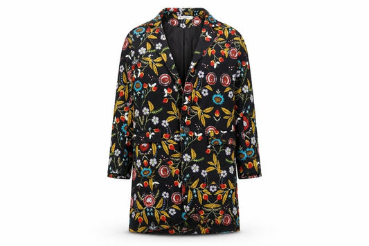 ORDER PLUS Womens Multicoloured Floral  Trench Coat Coat Size S
