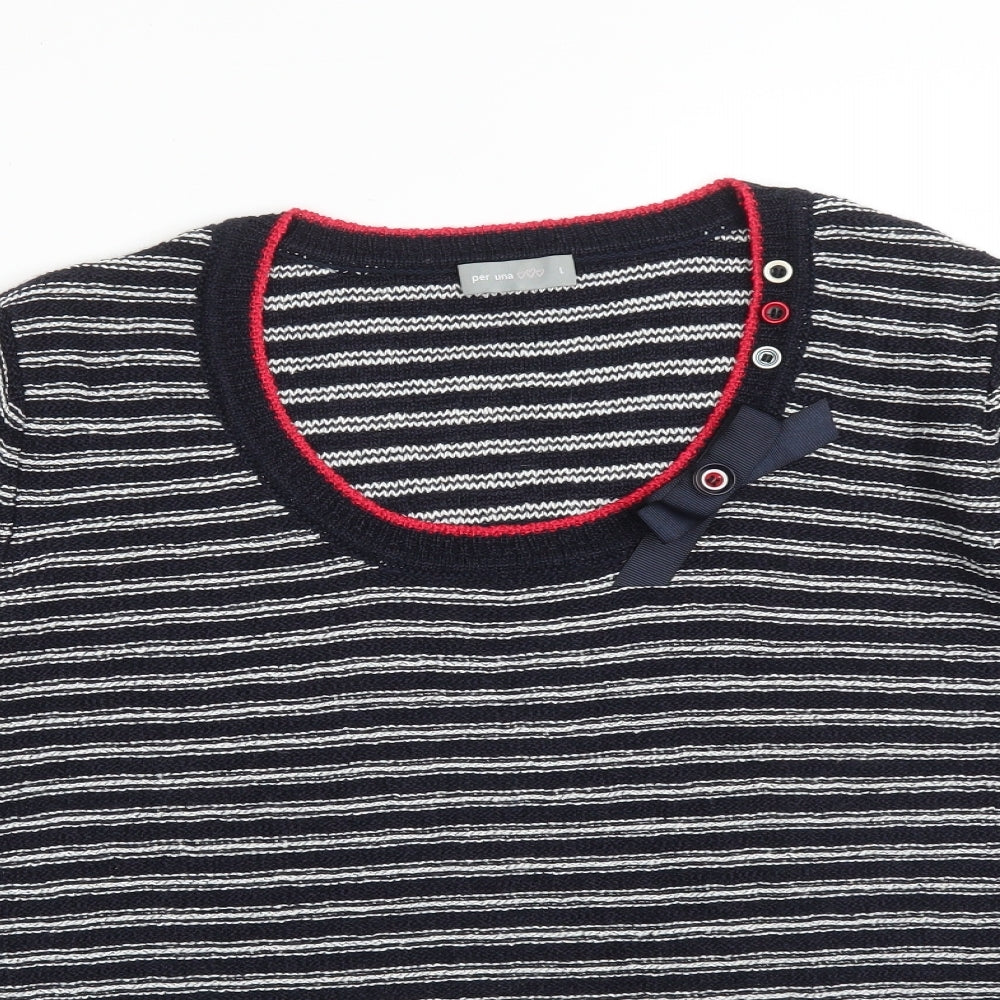 Per Una Womens Multicoloured Striped  Basic T-Shirt Size L