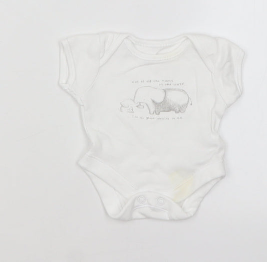 George Baby White   Romper One-Piece Size Newborn  - Elephants