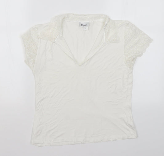 OPUS Womens White   Basic T-Shirt Size S