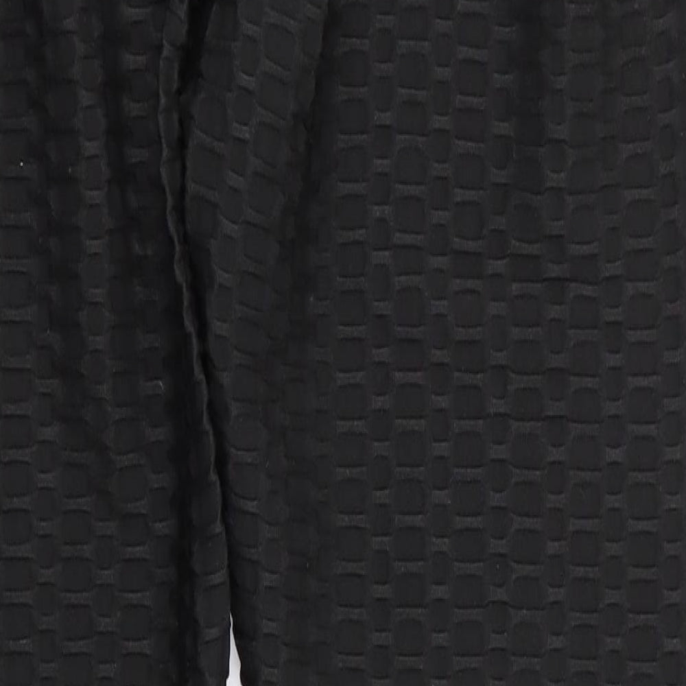 Preworn Womens Black Geometric  Jegging Trousers Size L L28 in - Raised weave texture Ruched Seat