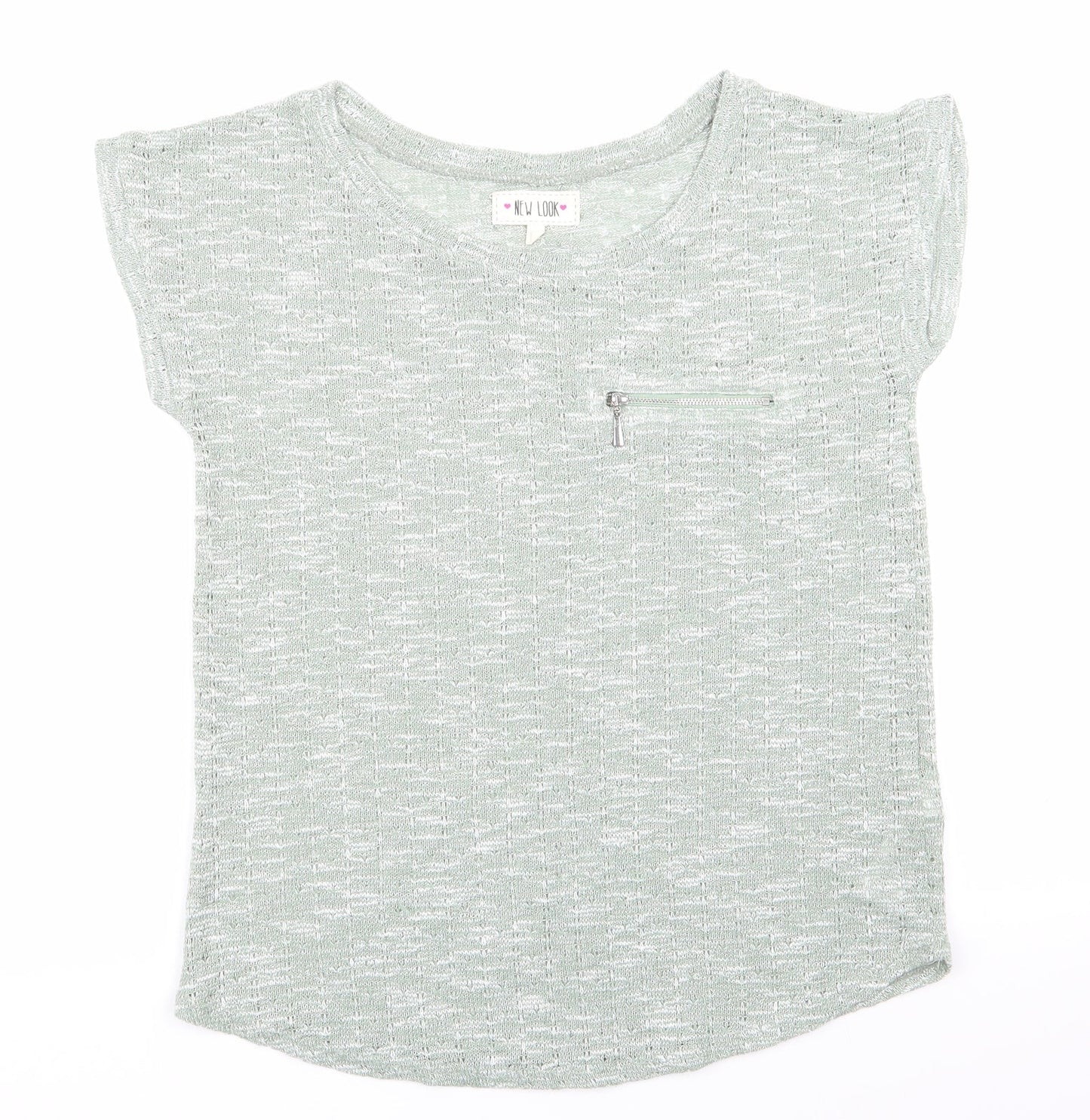 New Look Womens Green   Pullover Jumper Size 10  - Zip Pocket Green & White mix