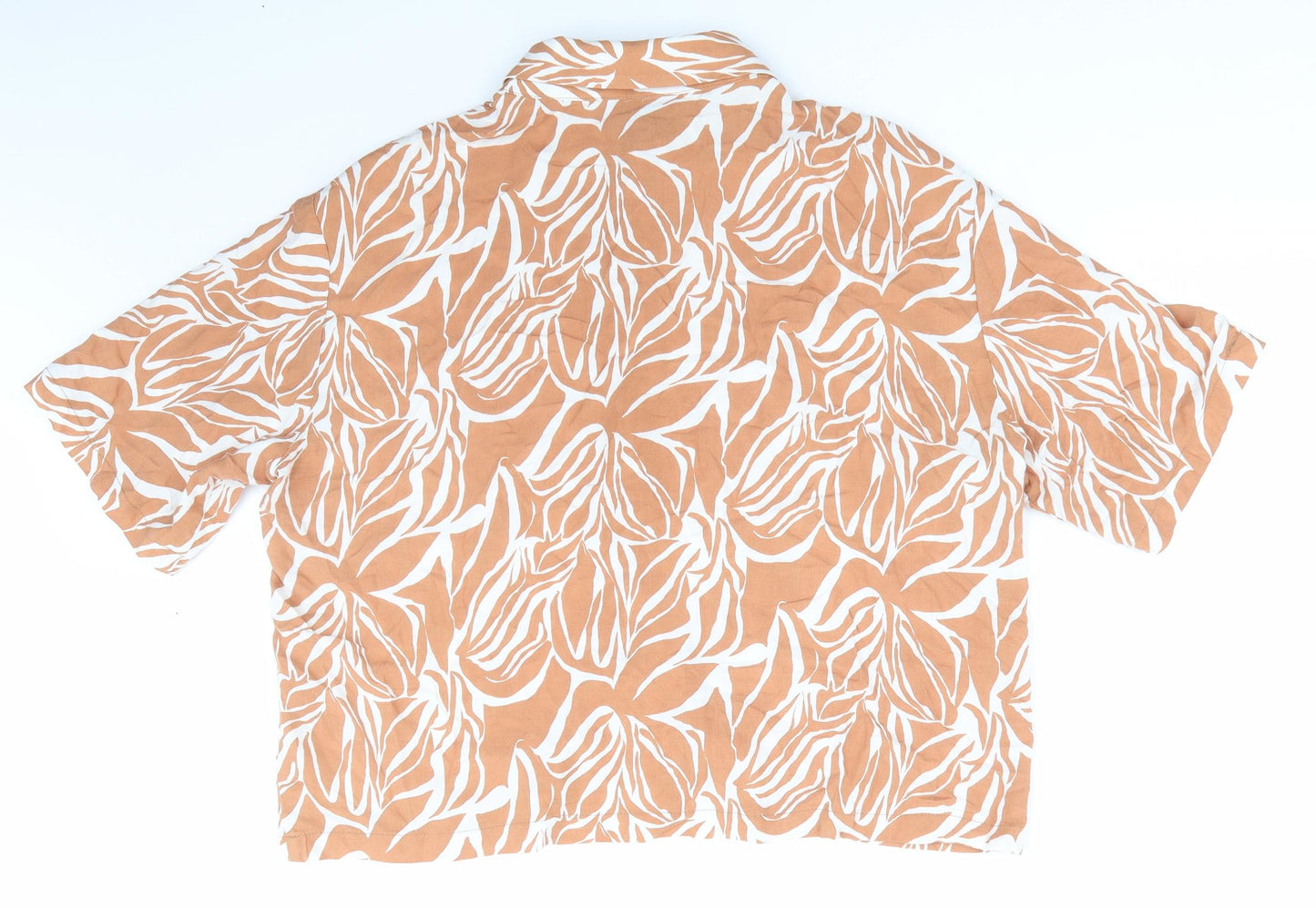 Peacocks Womens Brown Animal Print  Basic Button-Up Size 14  - White Print