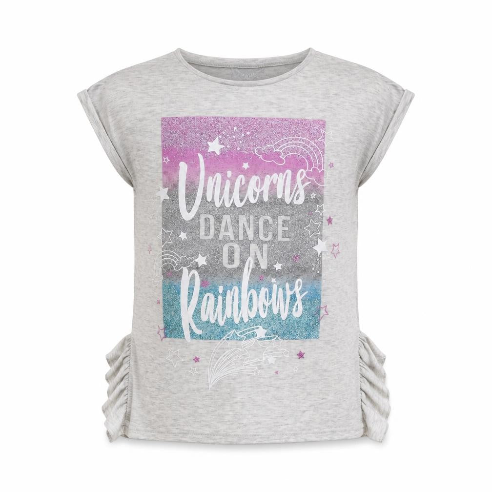 Matalan Girls Grey   Basic Polo Size 12 Years  - Unicorns Dance