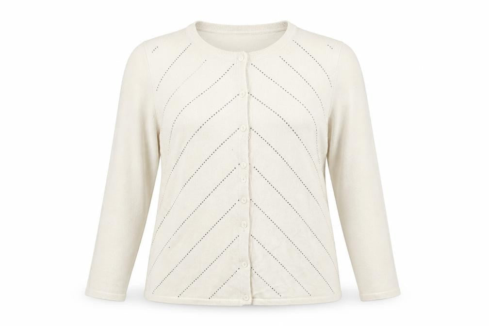 //text.. Womens Ivory Geometric  Cardigan Jumper Size XL