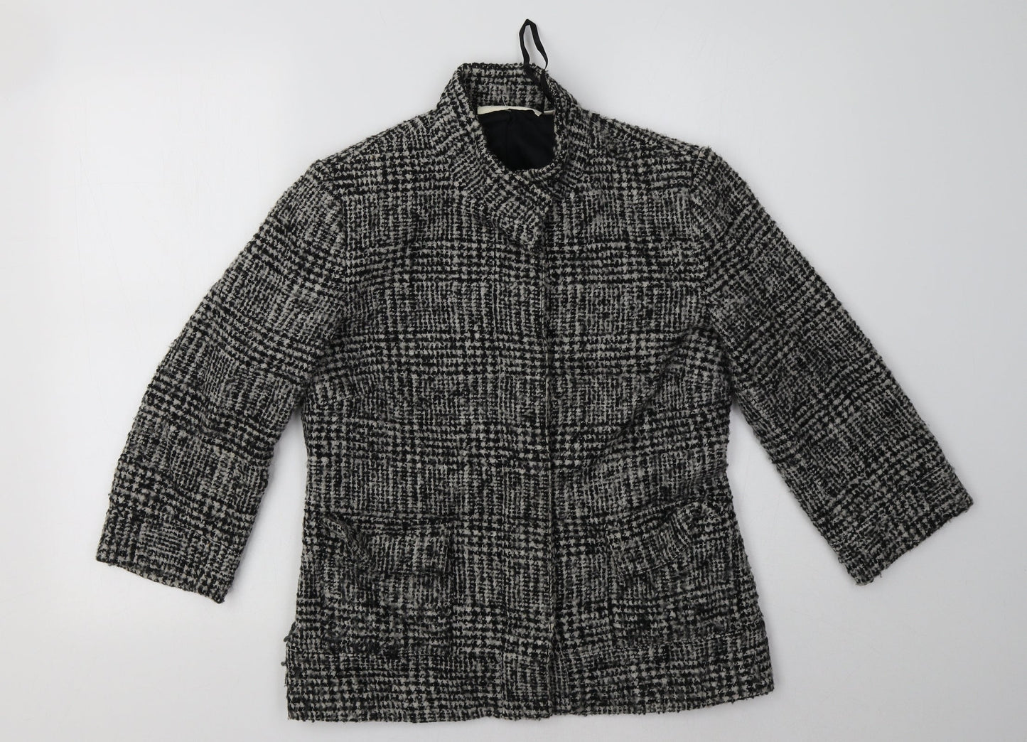 Ronit Zilkha Womens Grey Check  Jacket Blazer Size S