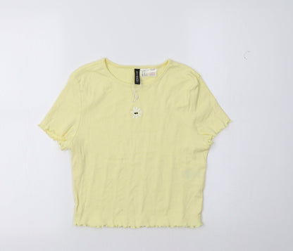 H&M Womens Yellow   Cropped Polo Size M