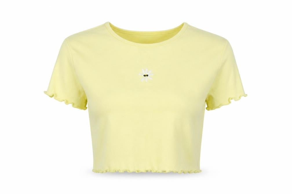 H&M Womens Yellow   Cropped Polo Size M
