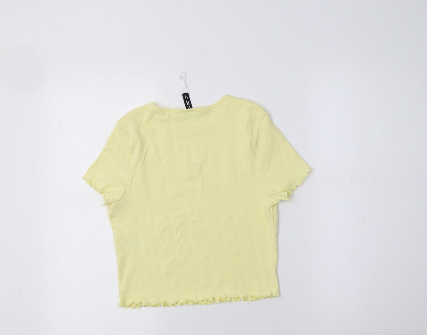 H&M Womens Yellow   Cropped Polo Size M