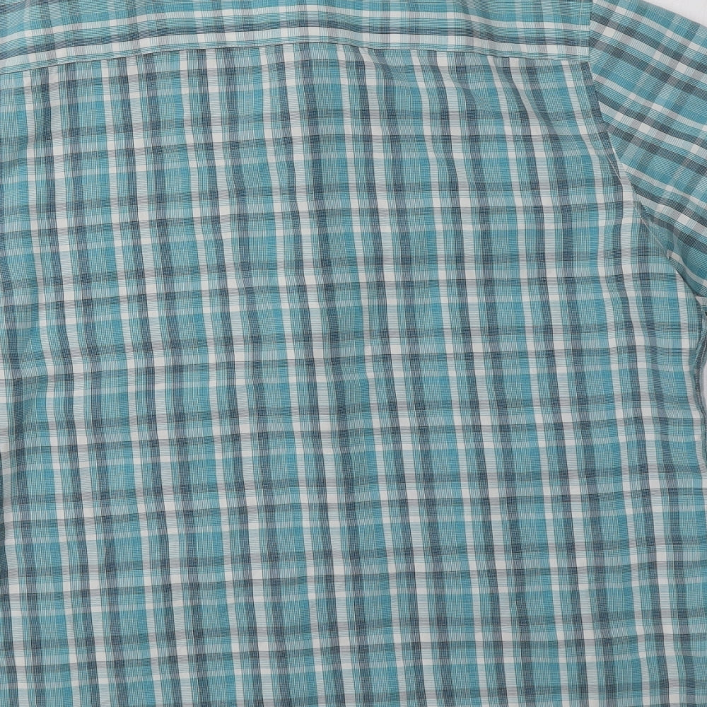 M&S Mens Blue Check   Button-Up Size L