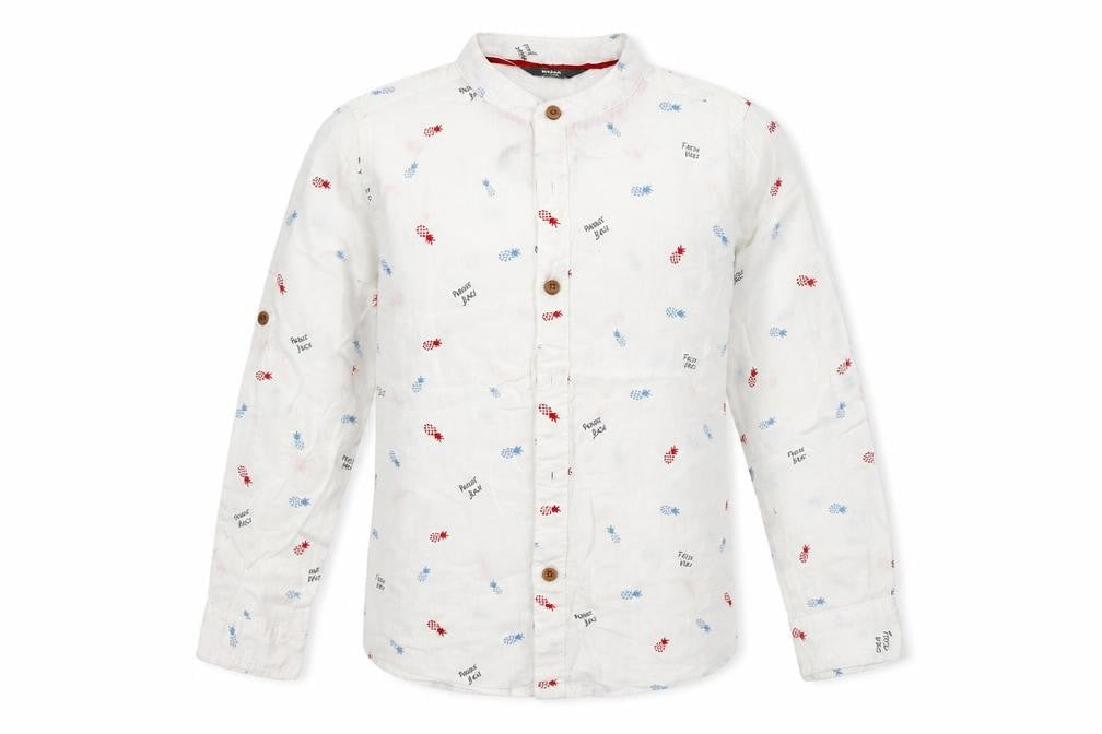 MAX Boys White Spotted  Basic Button-Up Size 7-8 Years
