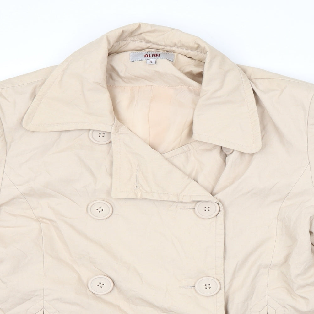 ALIBI Womens Beige   Pea Coat Coat Size 16