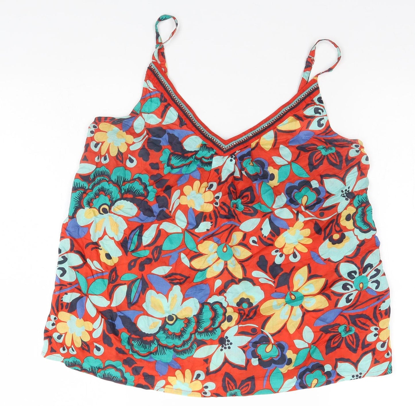 Monsoon Womens Red Floral  Basic Tank Size 12