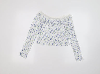 ASOS Womens White Floral  Basic T-Shirt Size 10