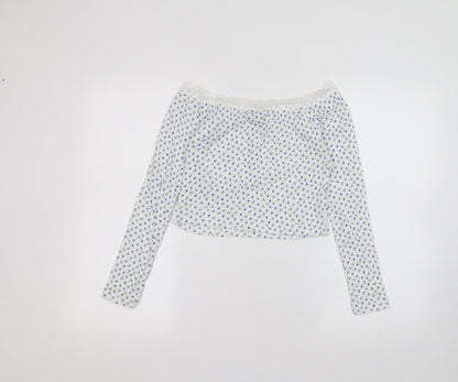 ASOS Womens White Floral  Basic T-Shirt Size 10