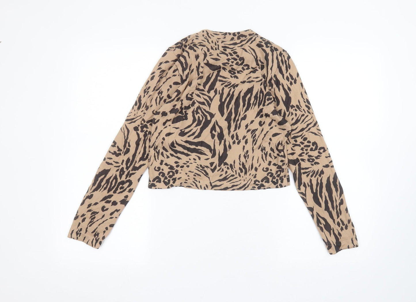 ASOS Womens Brown Animal Print  Basic T-Shirt Size 8