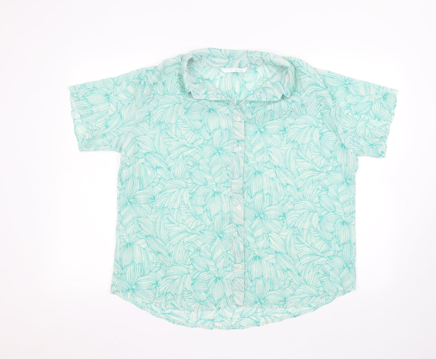 ameranto Womens Green Floral  Basic Button-Up Size 18