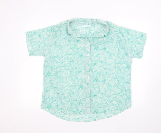 ameranto Womens Green Floral  Basic Button-Up Size 18