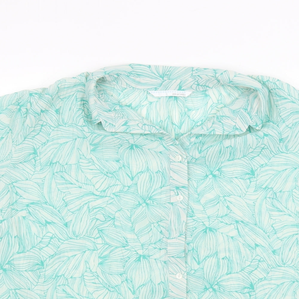 ameranto Womens Green Floral  Basic Button-Up Size 18